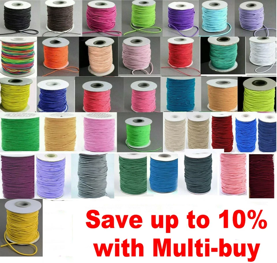 Round Elastic Cord 0.6mm 0.8mm 1mm 1.2mm 1.5mm 2mm 3mm - Choose Length UK Seller - Image 1 of 1