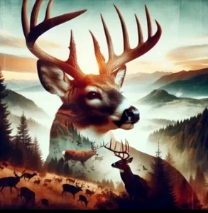 Splendido Rack Cervo Montagna Doppia Esposizione Design 5D Diamante Pittura Arte Kit - Foto 1 di 6
