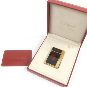 S.T. Dupont Line 2 Lacquer Lighter Black Gold Glitter w/Box Ignition confirmed - Picture 1 of 7