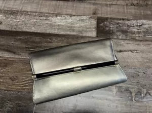 NEW DVF Gold Pewter Metallic Leather Clutch Bag - Picture 1 of 6