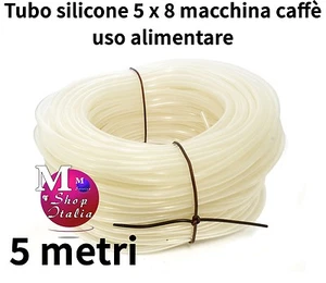 Tubo silicone 5x8 70Sh trasparente alimentare x macchina caffè 5 mt. UNIVERSALE - Imagen 1 de 1