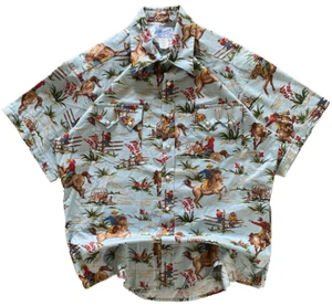 Vintage 80s Rockmount Ranch Wear Cowboy AOP Western Pearl Snap Shirt M Button - Picture 1 of 7
