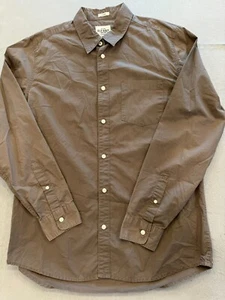 Old Navy Button Up Shirt Mens Large Brown Fitted Pocket Long Sleeve Collar - Picture 1 of 6