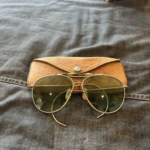WWII Era American Optical Aviator Sunglasses W/ Leather Case (1940’s)