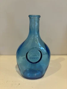 Vintage Wheaton Blue Glass Bottle with Crown Design 5.5" Tall - Picture 1 of 5