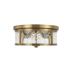 Visual Comfort Studio Alec 2 Light Flush, Burnished Brass/Clear - AF1072BBS - Picture 1 of 1