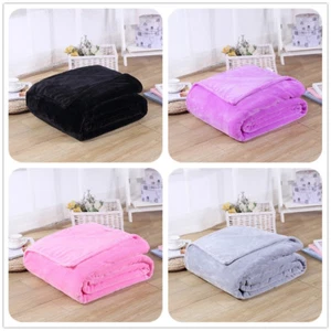 150 200 Micro Corail Uni Couverture Polaire Doux Luxe Chaud Maison Canapé Lit - Picture 1 of 2