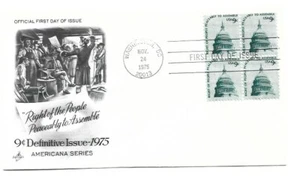 1591 9c Americana, Freedom to Assemble ArtCraft block of 4 FDC - Picture 1 of 1