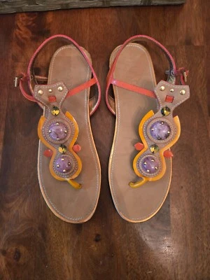 Sandalias planas de cuero adornado PRADA, talla 6 Foto 1 de 4