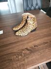 Women's Leopard Print Western Leather Ankle Boots UK 5/ EUR 38