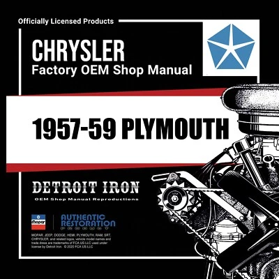 Libro de manuales, literatura de ventas y piezas de Plymouth Shop 1957-1959 en CD Foto 1 de 2