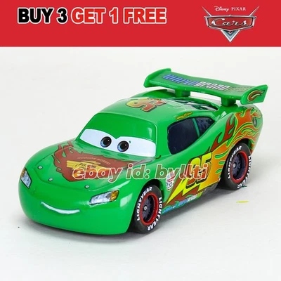 Mattel Disney Pixar Cars 2 Green Lightning McQueen 1:55 Diecast Car, NEW Loose