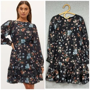 Portmans Caitlyn Long Sleeve Dress Size 10 S Floral Flower Lyocell Linen - Picture 1 of 13