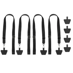 4 szt. Smycz do smartfona z 8 łatkami, czarna (55-30cm) - Zdjęcie 1 z 6