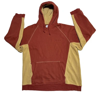 Columbia Hoodie Mens Large Burgundy & Tan Pullover Sweatshirt Fleece Casual - Image 1 of 4