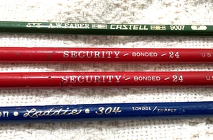 Vintage Pencils; 2 SECURITY Bonded 24, AW Faber Castell 9007, Dixon Laddie 304 - Picture 1 of 6