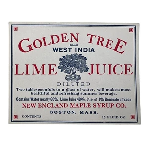 Golden Tree Lime Juice - West India - Vintage Bottle Label - Boston - Picture 1 of 2