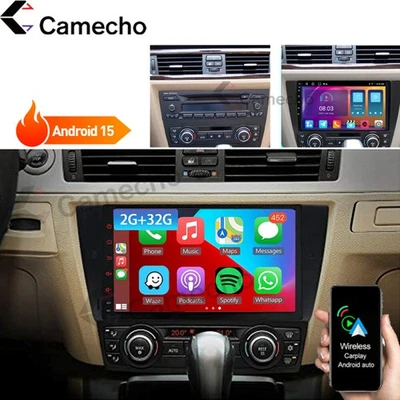 For BMW 3 E90 M3 328i 335i Android 15 Car GPS Stereo Radio CarPlay Bluetooth RDS Foto 1 de 4