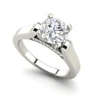 Cathedral Solitaire 1 Ct SI1/D Round Cut Diamond Engagement Ring Treated