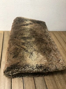 RH Restoration Hardware Faux Fur Throw Blanket Brown Beige Luxurious 50x64" EUC - Picture 1 of 12