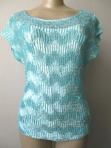 Nicola Crinkle Sleeveless Top Light Blue Stretchy Polyester XL NEW - Picture 1 of 6