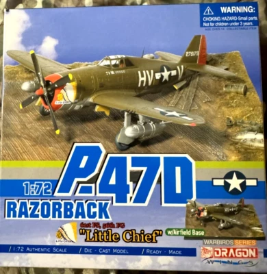 NEW DRAGON WARBIRDS 1:72 P-47D RAZORBACK "LITTLE CHIEF W/ AIRFIELD BASE DIORAMA - Image 1 of 4
