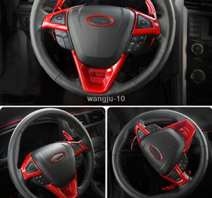 Red Carbon fiber Interior Steering wheel trim For Ford Fusion Mondeo 2013-2019