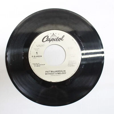 Pat McLaughlin Without a Melody 45 Vinyl Record NM PROMO W/ Company Sleeve - Image 1 of 2