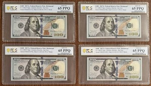 4 PCS $100 2017A FEDERAL RESERVE NOTES RICHMOND PCGS 65PPQ FR.2189-E* STAR NOTES - Picture 1 of 2