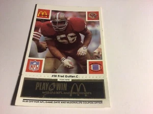 1986 McDonald's Football San Francisco 49ers  F. Quillan (Black Tabs) -near mint - Imagen 1 de 3