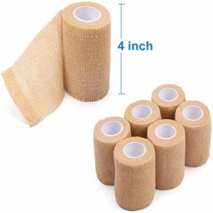 6 Pack Self-Adhesive Cohesive Wrap Bandage 4 Inch x 5 Yards for Wrist Ankle Arm - Picture 1 of 7