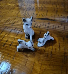 Vtg Hagen Renaker Black & White Cat Family Miniature Figures Kitten Bone China - Picture 1 of 7