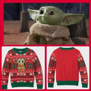 Kids Infant 18 Mo Baby Yoda The Child Mandalorian Christmas Holiday Knit Sweater - Picture 1 of 3
