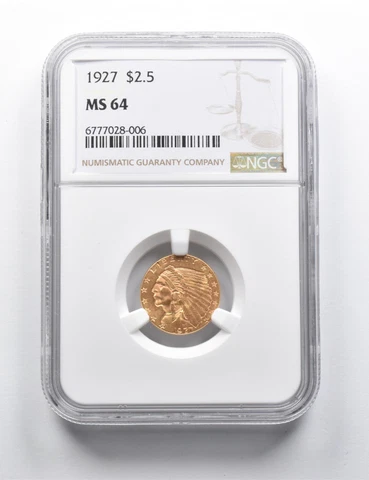 MS64 1927 $2.50 Indian Head Gold Quarter Eagle NGC *1598 Cover