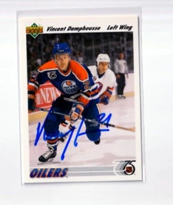 VINCENT DAMPHOUSSE autographed SIGNED '91/92 EDMONTON OILERS "Upper Deck" card - Picture 1 of 1