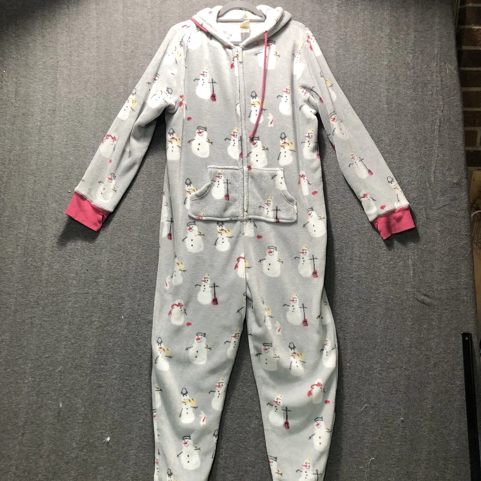 Munki Munki Mujer Capucha Polar Adulto 1 Pieza Muñeco de Nieve Gris Disfraz Pijama XL Foto 1 de 4