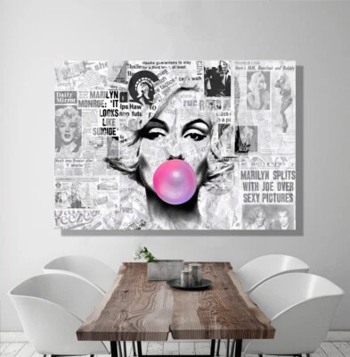 MARILYN MONROE URBAN ART ART PRINT ON STRETCHED CANVAS PRINTS FRAMED WALL DECOR - image 1 of 4
