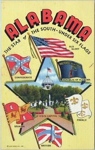 Postal Alabama Star of the South Under Six Flags 2B-H425 sin publicar - Imagen 1 de 2