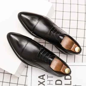 Fashion Men Dress Shoes Pointed Toe Lace Up Flats Wedding Shoes Footwear 38-48 - Picture 1 of 17