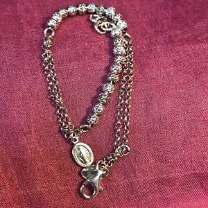 7.5” Virgin Mary 925 sterling silver Bead Chain bracelet women preowned 4.3 Gr