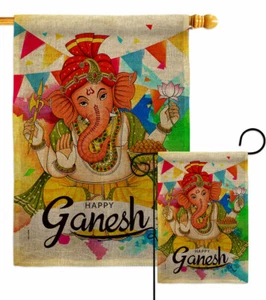 Feliz Ganesh Arpillera Jardín Bandera Religiosa Chaturthi Regalo Decorativo Patio Banner - Imagen 1 de 19