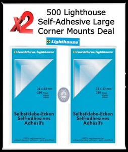 500 Self Adhesive Large Corner Mounts Lighthouse 32mm Stamps FDC Banknotes Deal - Picture 1 of 3