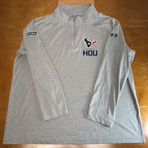 Houston Texans Sweatshirt Men 2XL Gray NFL 1/4 Zip Long Sleeve Heat Gear Combine
