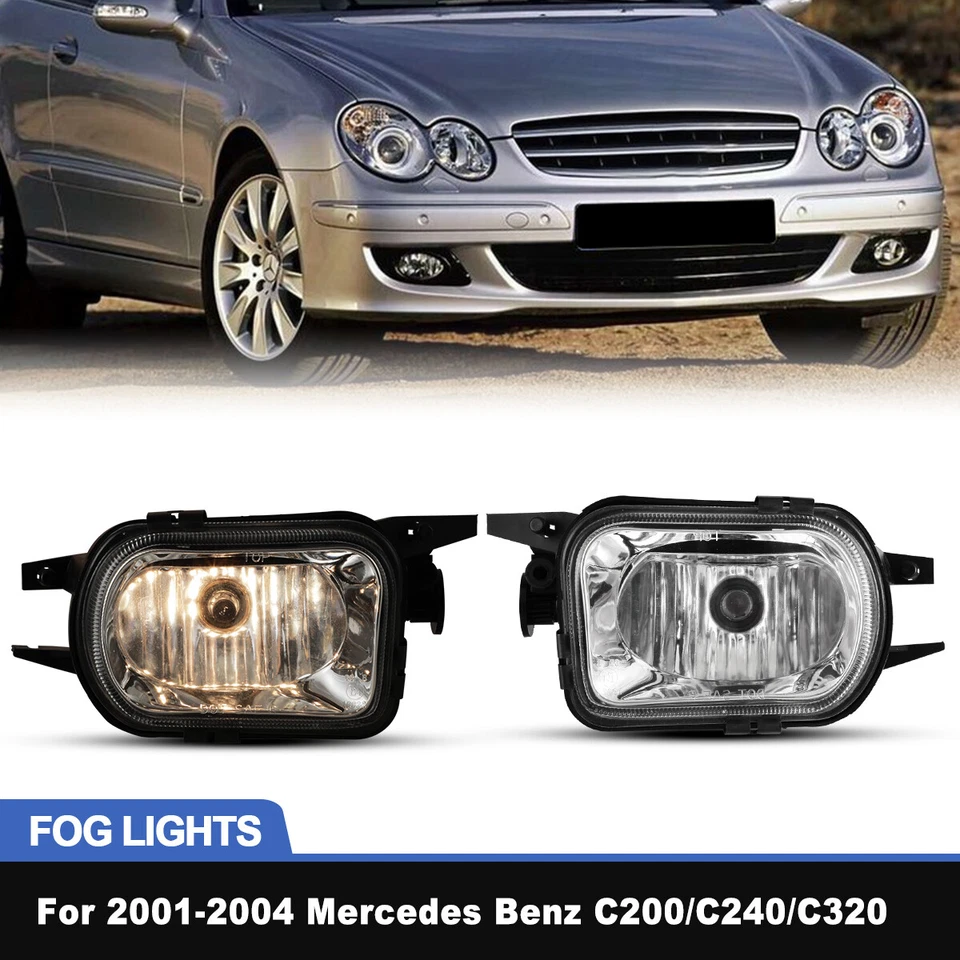 Clear Lens Driving Fog Lights Bumper Lamps for 2001-2004 Mercedes Benz SLK 320 Foto 1 de 4