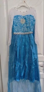 Elsa Girls Princess Ice Snow Queen Elsa Halloween Blue Costume Dress Cape - Picture 1 of 7