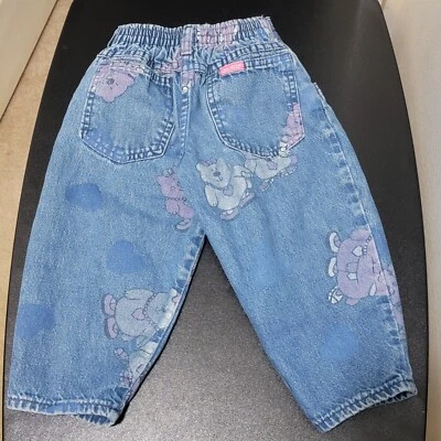 Pantalones de mezclilla Oshkosh B’Gosh de colección años 80 osos descoloridos/corazones azules bebé niño pequeño 3T Foto 1 de 4