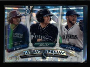 LEWIS / BISHOP / POVSE 2018 BOWMAN CHROME TALENT PIPELINE ATOMIC RC #/150 BA4126