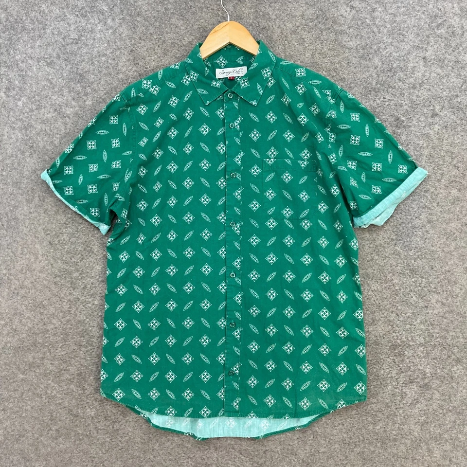 Sovereign Code Shirt Mens L Large Green Button Up Short Sleeve Cotton 8010 - Image 1 of 4