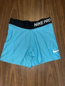 Nike Pro Dri Fit Compression Shorts Aqua Blue Girls M - Picture 1 of 7