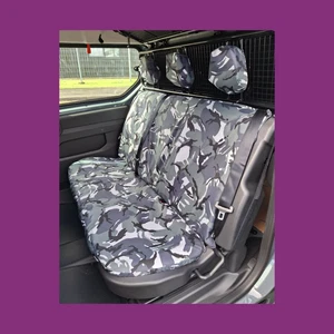 Mercedes-Benz Citan 2023+ Rear 3 Folding Bulkhead GREY CAMO Tailored Seat Covers - Picture 1 of 5